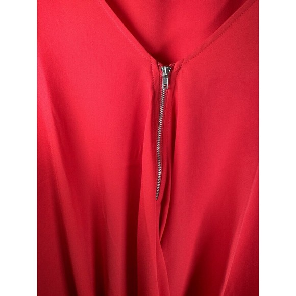 Venus Red Roll-Tab Top Blouse with Front Zippers - Size Medium - Women's Fashion - Picture 3 of 9